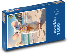 Myš so zmrzlinou na pláži Puzzle 1000 dielikov - 60 x 46 cm 