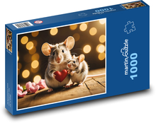 Myši se srdcem k Valentýnu Puzzle 1000 dílků - 60 x 46 cm