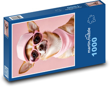 Čivava v růžových brýlích Puzzle 1000 - 60x46 cm