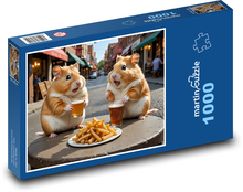 Bierhamster mit Pommes Frites Puzzle 1000 Teile - 60 x 46 cm