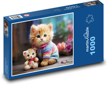 Kociak z zabawką Puzzle 1000 elementów - 60x46 cm