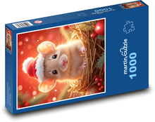 Myš vo vianočnom klobúku Puzzle 1000 dielikov - 60 x 46 cm 