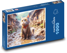 Kot w błocie Puzzle 1000 elementów - 60x46 cm