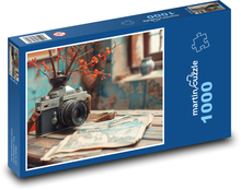 Starý fotoaparát Puzzle 1000 dílků - 60 x 46 cm
