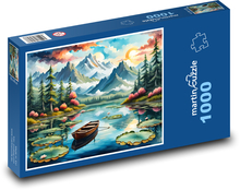 Boat on the lake Puzzle 1000 pieces - 60 x 46 cm 