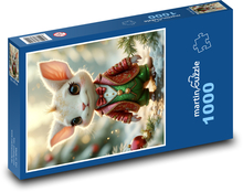 Zajačik vo vianočných šatách Puzzle 1000 dielikov - 60 x 46 cm 