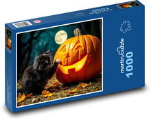 Dynia i czarny kot Puzzle 1000 elementów - 60x46 cm