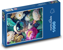 Astronaut v květinách Puzzle 1000 dílků - 60 x 46 cm