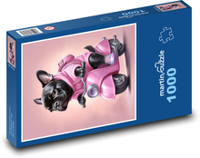 A dog on a pink motorcycle Puzzle 1000 pieces - 60 x 46 cm