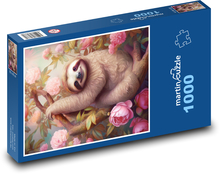 Lenochov v růžových růžích Puzzle 1000 dílků - 60 x 46 cm