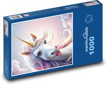 Biały jednorożec Puzzle 1000 elementów - 60x46 cm