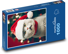 Kočka ve vánoční čepici Puzzle 1000 dílků - 60 x 46 cm
