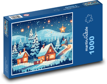 Dorf bei Nacht Puzzle 1000 Teile - 60 x 46 cm