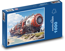 Retro vlak fantasy Puzzle 1000 dílků - 60 x 46 cm