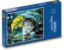 Kot w deszczu Puzzle 1000 elementów - 60x46 cm