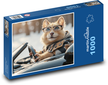 Zvíře v brýlích v autě Puzzle 1000 dílků - 60 x 46 cm