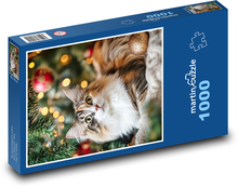 Mačka pri vianočnom stromčeku Puzzle 1000 dielikov - 60 x 46 cm 