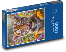 Tiger - kvety Puzzle 1000 dielikov - 60 x 46 cm