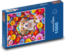Pes v kvetoch Puzzle 1000 dielikov - 60 x 46 cm 