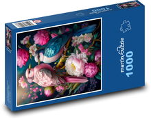 Ptaki w kwiatach Puzzle 1000 elementów - 60x46 cm