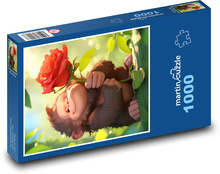Affe mit Rose Puzzle 1000 Teile - 60 x 46 cm