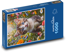 Kitten in flowers Puzzle 1000 pieces - 60 x 46 cm 