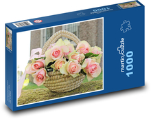 Růže v košíku Puzzle 1000 - 60x46 cm