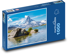 Hory u jezera Puzzle 1000 dílků - 60 x 46 cm