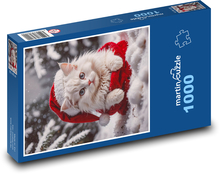 Biela mačka v snehu Puzzle 1000 dielikov - 60 x 46 cm
