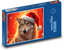 Vlk vo vianočnom klobúku Puzzle 1000 dielikov - 60 x 46 cm