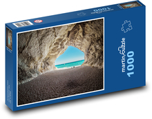 Itálie - Cala gonone,, pláž Puzzle 1000 dílků - 60 x 46 cm