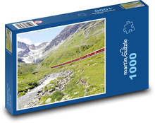 Pociąg - szwajcarskie góry Puzzle 1000 elementów - 60x46 cm