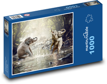 Slony v rieke Puzzle 1000 dielikov - 60 x 46 cm 