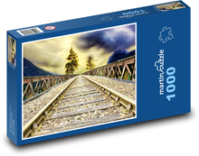 Sonnenuntergang über den Gleisen Puzzle 1000 Teile - 60 x 46 cm