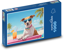 Pes na pláži Puzzle 1000 dílků - 60 x 46 cm