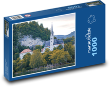 Slovinsko - kostel, jezero Puzzle 1000 dílků - 60 x 46 cm