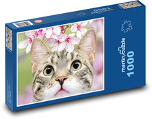 Mačka - čerešňový kvet Puzzle 1000 dielikov - 60 x 46 cm 