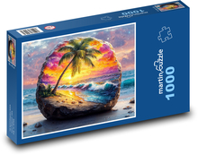 Sunset - beach, palm tree Puzzle 1000 pieces - 60 x 46 cm 