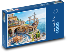 Stone house and pirate ship Puzzle 1000 pieces - 60 x 46 cm 