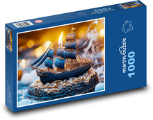 Świeca - łódź, żaglówka Puzzle 1000 elementów - 60x46 cm