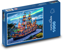 Loď - barevná světla Puzzle 1000 dílků - 60 x 46 cm