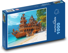 Dřevěná loď - dům Puzzle 1000 dílků - 60 x 46 cm