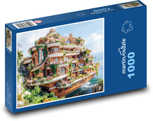 Dom na lodi Puzzle 1000 dielikov - 60 x 46 cm 