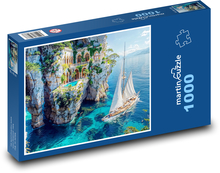 Dom na skale Puzzle 1000 dielikov - 60 x 46 cm 