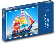 Loď s barevnými plachtami Puzzle 1000 dílků - 60 x 46 cm