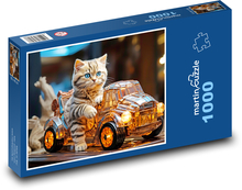 Mačka v aute Puzzle 1000 dielikov - 60 x 46 cm 