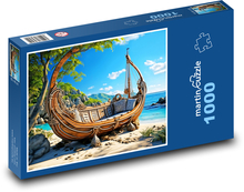 Gauč - loď, pláž Puzzle 1000 dílků - 60 x 46 cm
