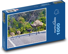 Emu pštros s mláďatami Puzzle 1000 dielikov - 60 x 46 cm 