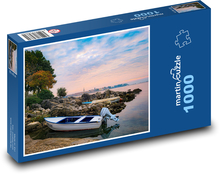 Miasto nadmorskie - motorówka Puzzle 1000 elementów - 60x46 cm