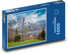 Hory - jezero, stromy Puzzle 1000 - 60x46 cm